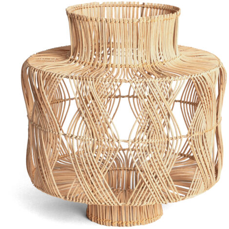 Suspension Abat-Jour Rotin Naturel 55 Cm - Lustre Bohème Électrifié, Lumière Cosy Salon Chambre