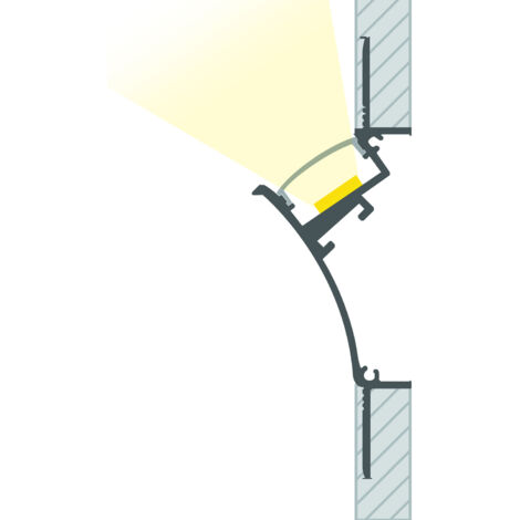 Profilé Aluminium Encastré pour Plâtre/Placo avec Capot Continu pour Ruban LED jusqu'à 20 mm Blanc 2 m Blanc translucide