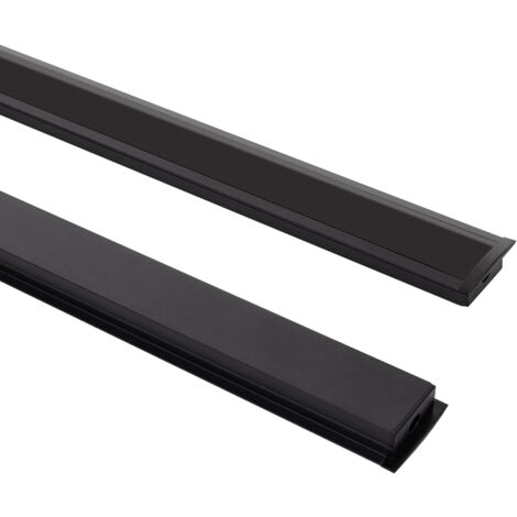Profilé Aluminium Encastré pour Rubans LED jusqu'à 18 mm avec Capot Continu Noir 2 m Noir translucide