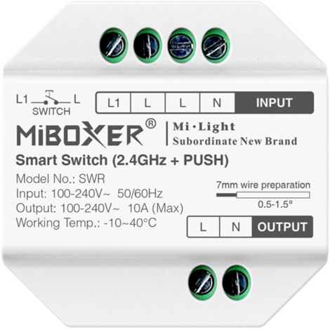 Télérupteur Convertisseur LED MiBoxer Bouton poussoir  Blanc