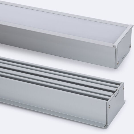 Profilé Aluminium Architectural Grand Format avec Capot Continu pour Rubans LED jusqu'à 40mm Aluminium 2 m Blanc translucide