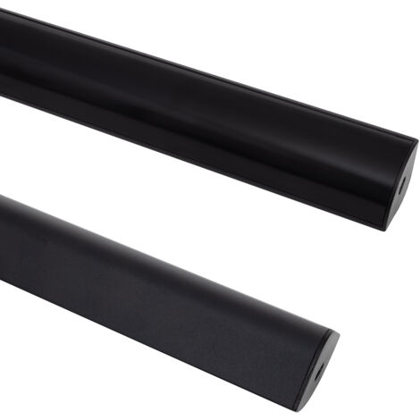 Profilé Aluminium Angle Rond avec Capot Continu pour Ruban LED jusqu'à 20 mm Noir 2 m Noir translucide