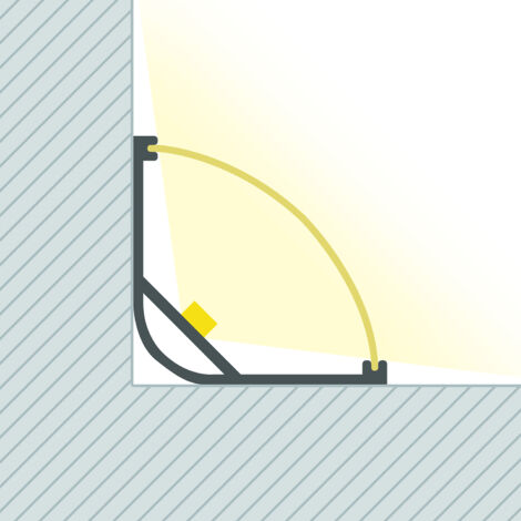 Profilé Aluminium Angle Rond avec Capot Continu pour Ruban LED jusqu'à 20 mm Aluminium 2 m Blanc translucide