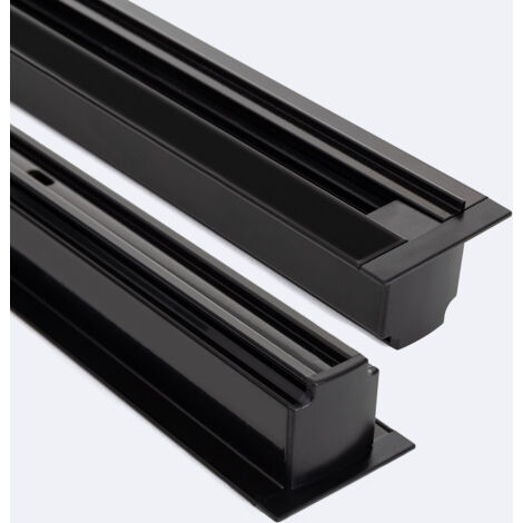 Rail Triphasé DALI Track Encastré Aluminium pour Spots LED 1 Mètre Noir