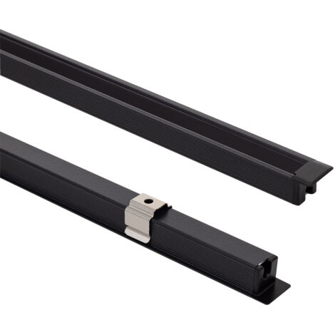 Profilé Aluminium Encastré avec inclinaison 30º 2 m pour Rubans LED jusqu'à 6 mm Noir 2 m Noir translucide