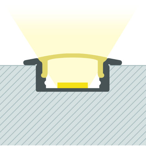 Profilé Aluminium Encastré avec Capot Continu pour Ruban LED jusqu'à 12 mm Aluminium 2 m Blanc translucide