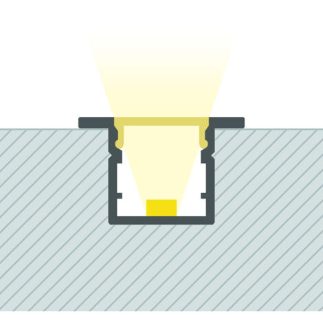 Profilé Aluminium Encastré avec Capot Continu Étroit pour Ruban LED jusqu'à 6 mm  Aluminium 2 m Blanc translucide