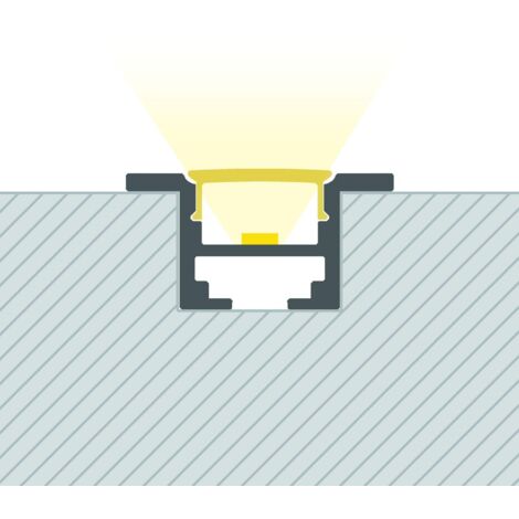 Profilé Aluminium Encastré avec Clips et Capot Continu pour Ruban LED jusqu'à 12 mm Aluminium 2 m Blanc translucide