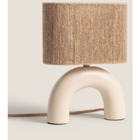 Lampe à Poser Céramique et Corde Naturelle Callie Blanc cassé