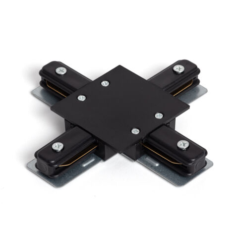 Connecteur Type X pour Rail Monophasé Borgia Encastré Aluminium Noir (1/3)