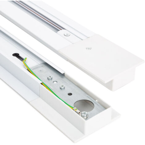 Rail Monophasé Borgia Encastré Aluminium pour Spots LED 1 Mètre Blanc