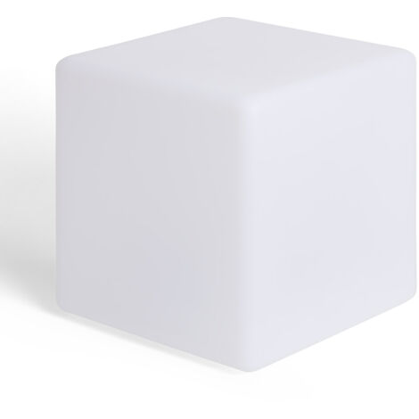 Cube LED RGBW 30cm avec Batterie Rechargeable Solaire + USB Blanc (1/5)
