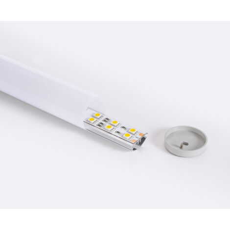 Profilé Aluminium Rond de 2m pour Ruban LED jusqu'à 16 mm Aluminium 2 m Blanc translucide