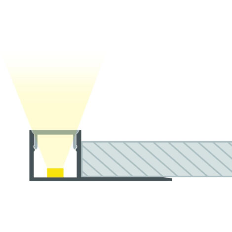 Profilé Aluminium Intégration Plâtre/Placo avec Capot Continu pour Ruban LED jusqu'à 8 mm Aluminium 2 m Blanc translucide