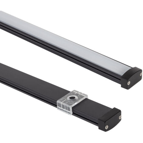 Profilé Aluminium Étanche IP65 En Saillie 2 m pour Rubans LED jusqu'à 8 mm Noir 2 m Semi-transparent (1/2)