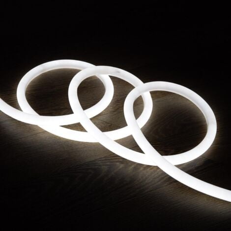 Néon LED Flexible 360º Rond Dimmable 120LED/m 220V AC Blanc Froid IP67 sur Mesure Coupe tous les 100cm  10 m