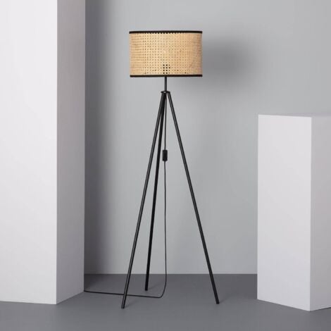 Lampadaire 220cm en acier laqué noir et pied en marbre