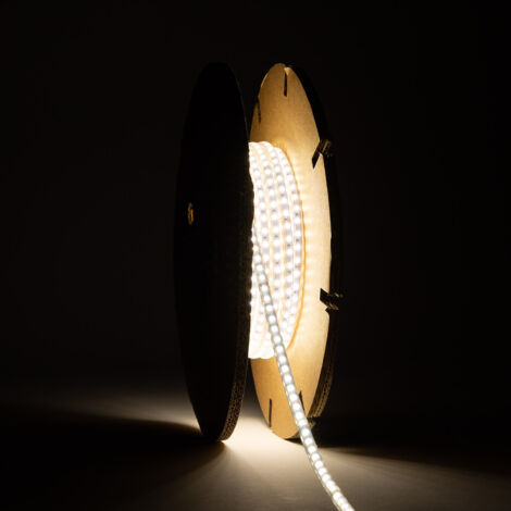 Bobine LED SMD2025 Auto-rectifiée 220V AC 120 LED/m IP65 20m Largeur 6,5mm Coupe tous les 10cm 4000K Blanc neutre (1/5)