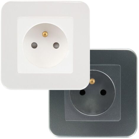 Prise type E Schuko Monoblock Argent (1/2)