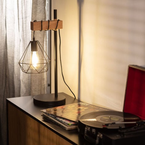 Lampe à Poser Bois et Métal Sardo Noir