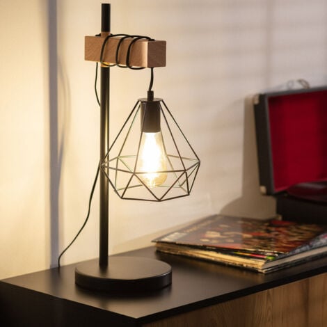 Lampe à Poser Bois et Métal Sardo Noir