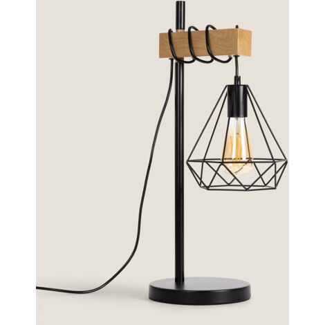 Lampe à Poser Bois et Métal Sardo Noir