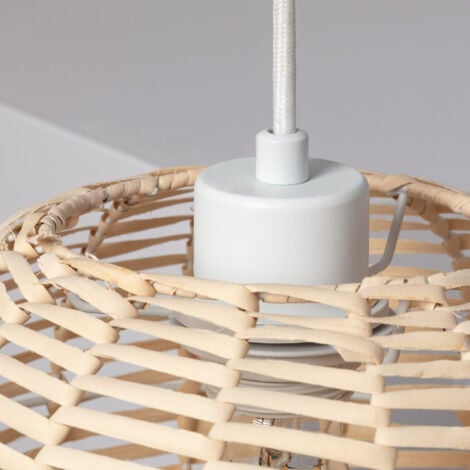 Suspension Rotin et Bois Linfen Naturel