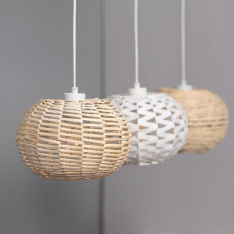 Suspension Rotin et Bois Linfen Naturel