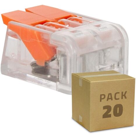 Pack 20 Connecteurs Rapides 2 Entrées pour Câble Électrique 0.08-4mm²  Orange