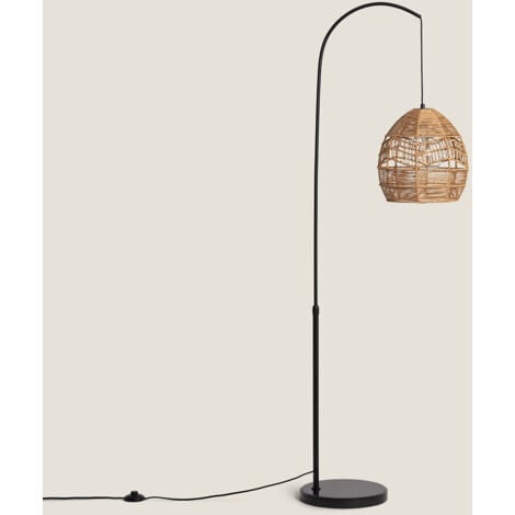 Lampadaire Métal et Papier Tressé Beyawo Naturel