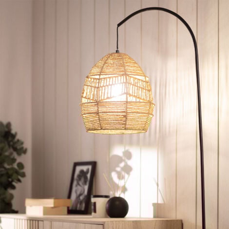 Lampadaire Métal et Papier Tressé Beyawo Naturel