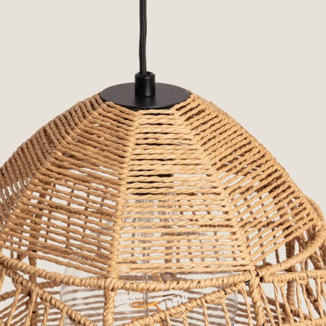 Lampadaire Métal et Papier Tressé Beyawo Naturel