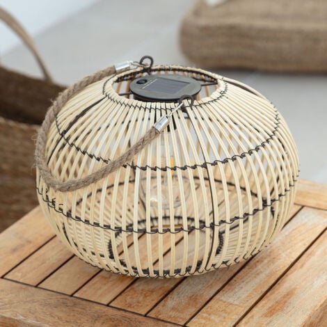 Lampe à Poser LED Extérieure Solaire Rotin Sirpur Naturel