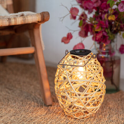 Lampe à Poser LED Extérieure Solaire Rotin Baihar  Naturel