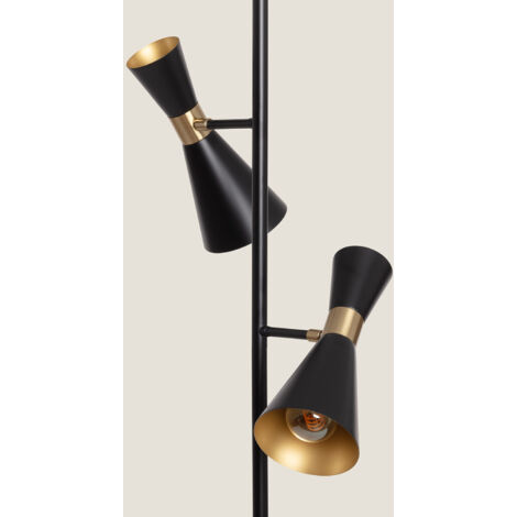 Lampadaire Métal 2 Spots Jigger Noir- Doré