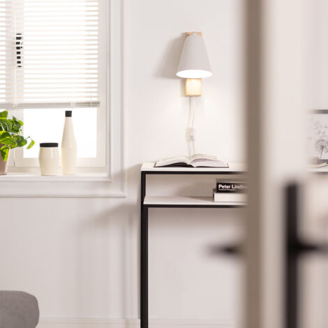 Lampe Murale Bois et Métal Mysen Blanc