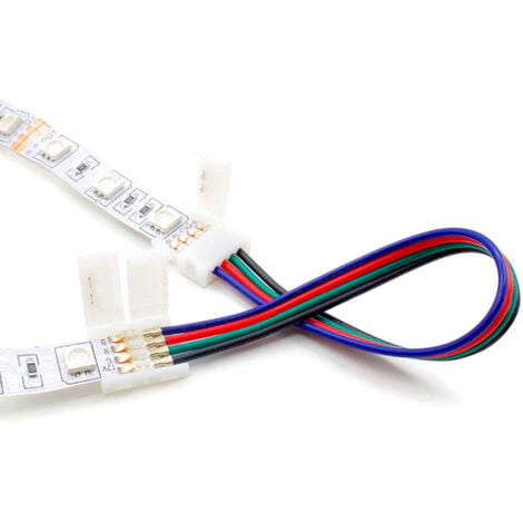 Câble Connecteur Rapide Ruban LED 12/24V DC RGB 10mm 4 BROCHES - Ledkia