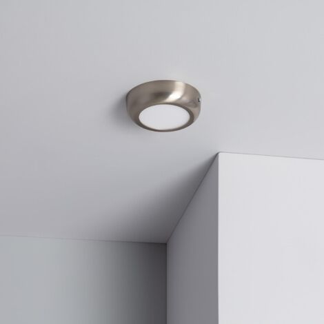 Plafonnier LED Rond Métal Design Silver 6W Ø120mm 3000K Blanc chaud (1/5)