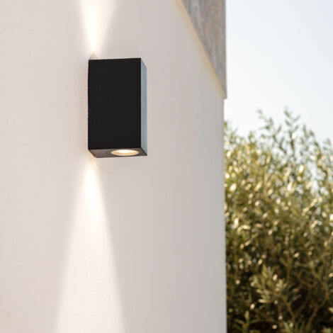 Applique Murale Extérieure Aluminium Miseno Noire Éclairage Double Face