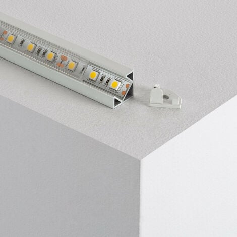 Profilé Aluminium Plat d'Angle 1m pour Rubans LED jusqu'à 10mm Transparent
