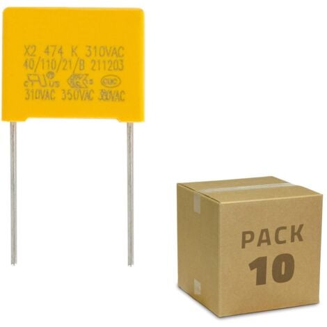 Pack 10 Condensateurs Anti-scintillement LED 0,47uF 310V AC  Jaune