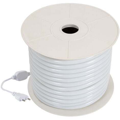 Ruban LED Néon Dimmable 220V BOBINE 50m Blanc Neutre Circulaire 360 9W/m Coupe 100cm IP67 Blanc neutre