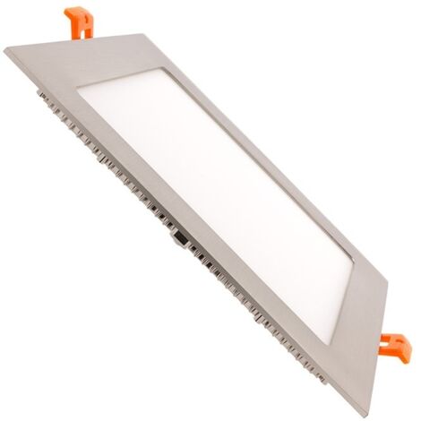 Dalle LED 18W Carrée Extra-Plate Coupe 205x205mm Argentée 4000K Blanc neutre (1/5)