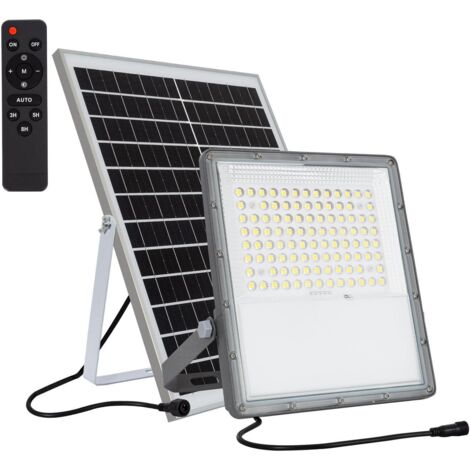 V-TAC VT-200W Projecteur solaire LED 200W avec télécommande IR blanc froid  6000K Corps noir IP65 - 94026