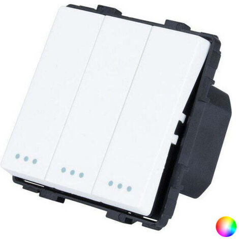 Ledkia – Interrupteur triple moderne noir – Installation standard dans plaque cristal – Résistant et durable pour usage professionnel