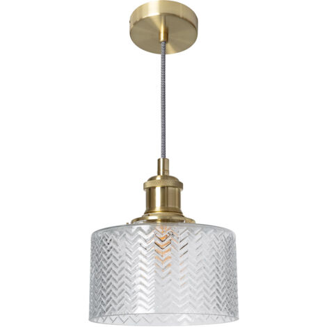 Ledkia – Suspension en verre Matisse doré – Abat-jour sphérique en métal – Dimensions 1520mm x Ø170mm – Compatible ampoules E27