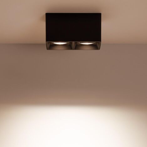 Plafonnier Space Carré Double Noir avec Ampoule GU10  6000K Blanc froid