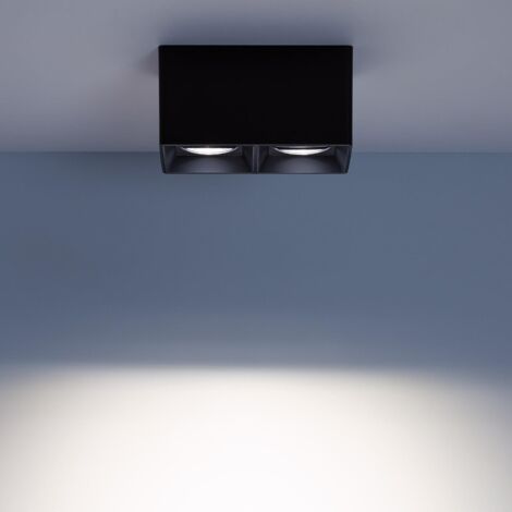 Plafonnier Space Carré Double Noir avec Ampoule GU10  6000K Blanc froid