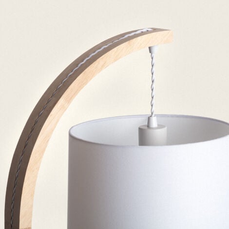 Lampadaire Bois et Textile Haakon  Blanc