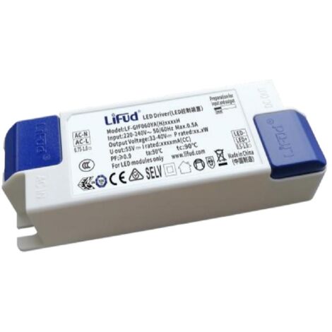 Ledkia – Driver LED 60W 220-240V – Sortie 33-40V 1500mA – Multi-tension – Facteur de puissance élevé – No Flicker - LF-GIF060YA